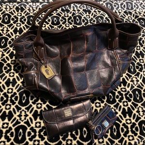 RARE D&B Croc Embossed Tote Purse Set